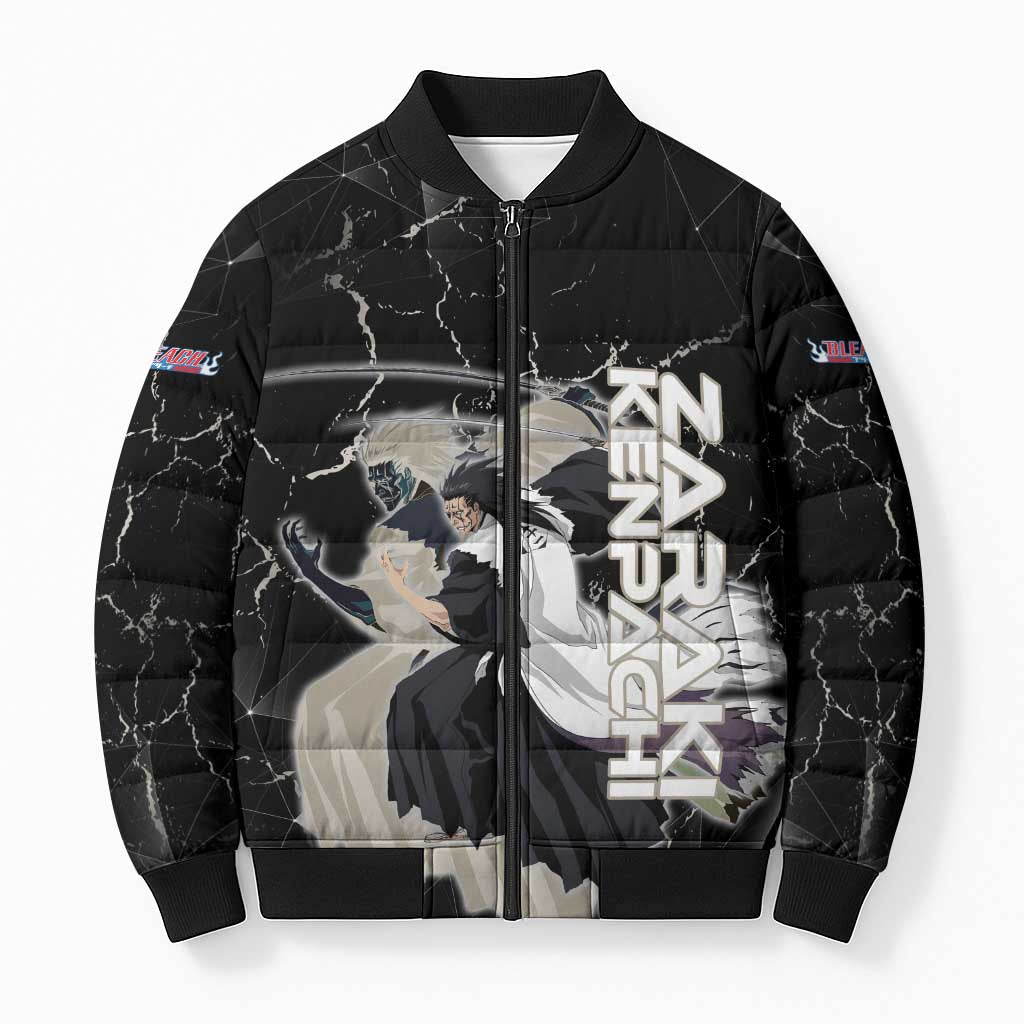 Zaraki Kenpachi Bleach Bomber Puffer Jacket Dark Marble Anime Shatter Style
