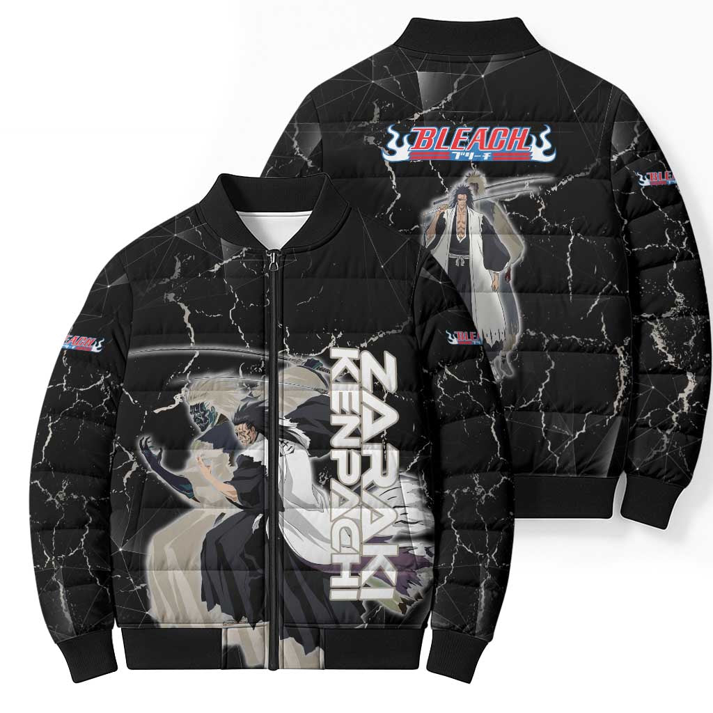 Zaraki Kenpachi Bleach Bomber Puffer Jacket Dark Marble Anime Shatter Style
