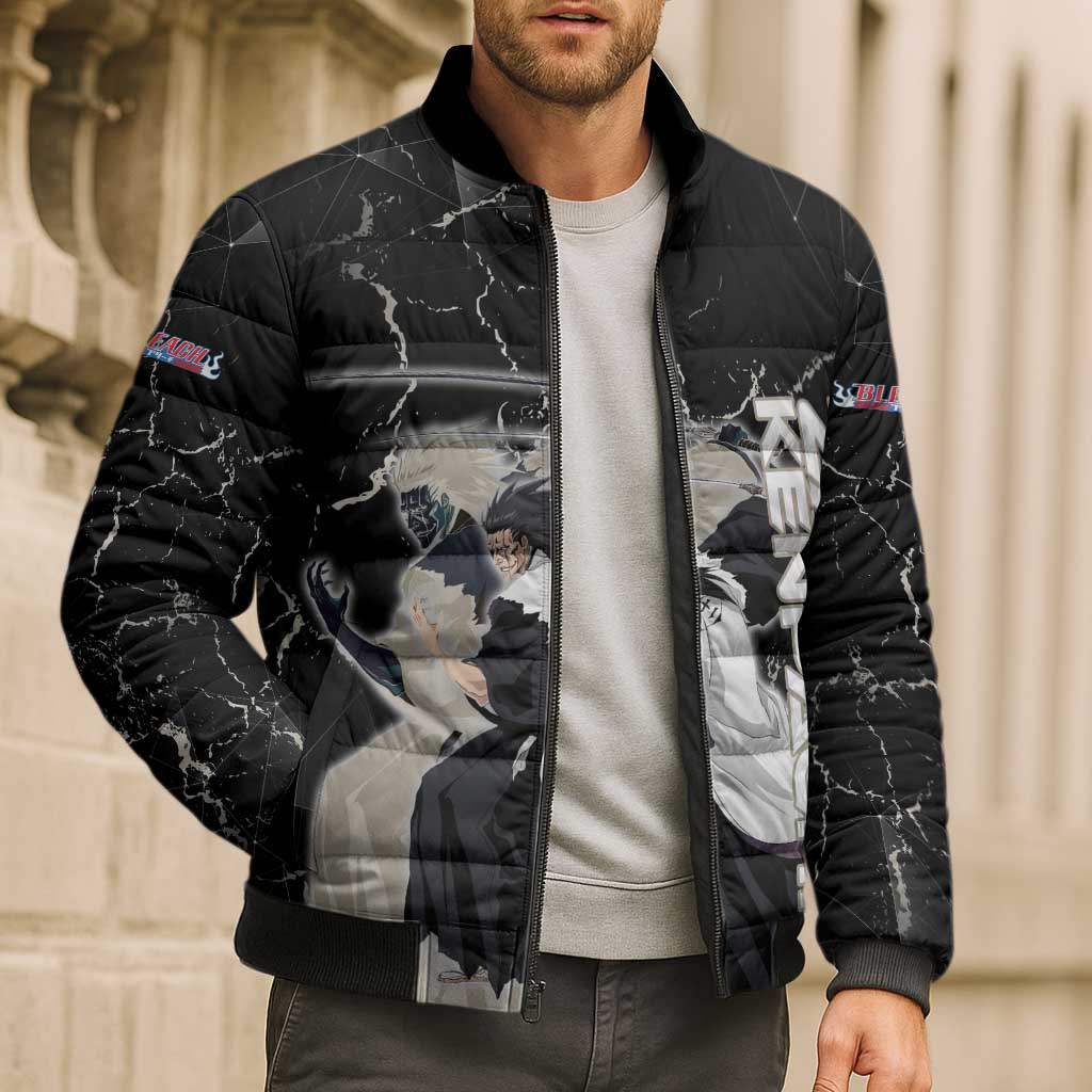 Zaraki Kenpachi Bleach Bomber Puffer Jacket Dark Marble Anime Shatter Style