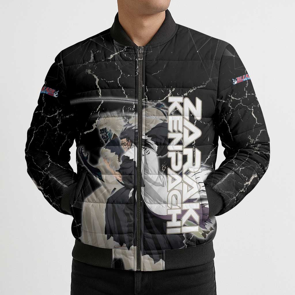 Zaraki Kenpachi Bleach Bomber Puffer Jacket Dark Marble Anime Shatter Style