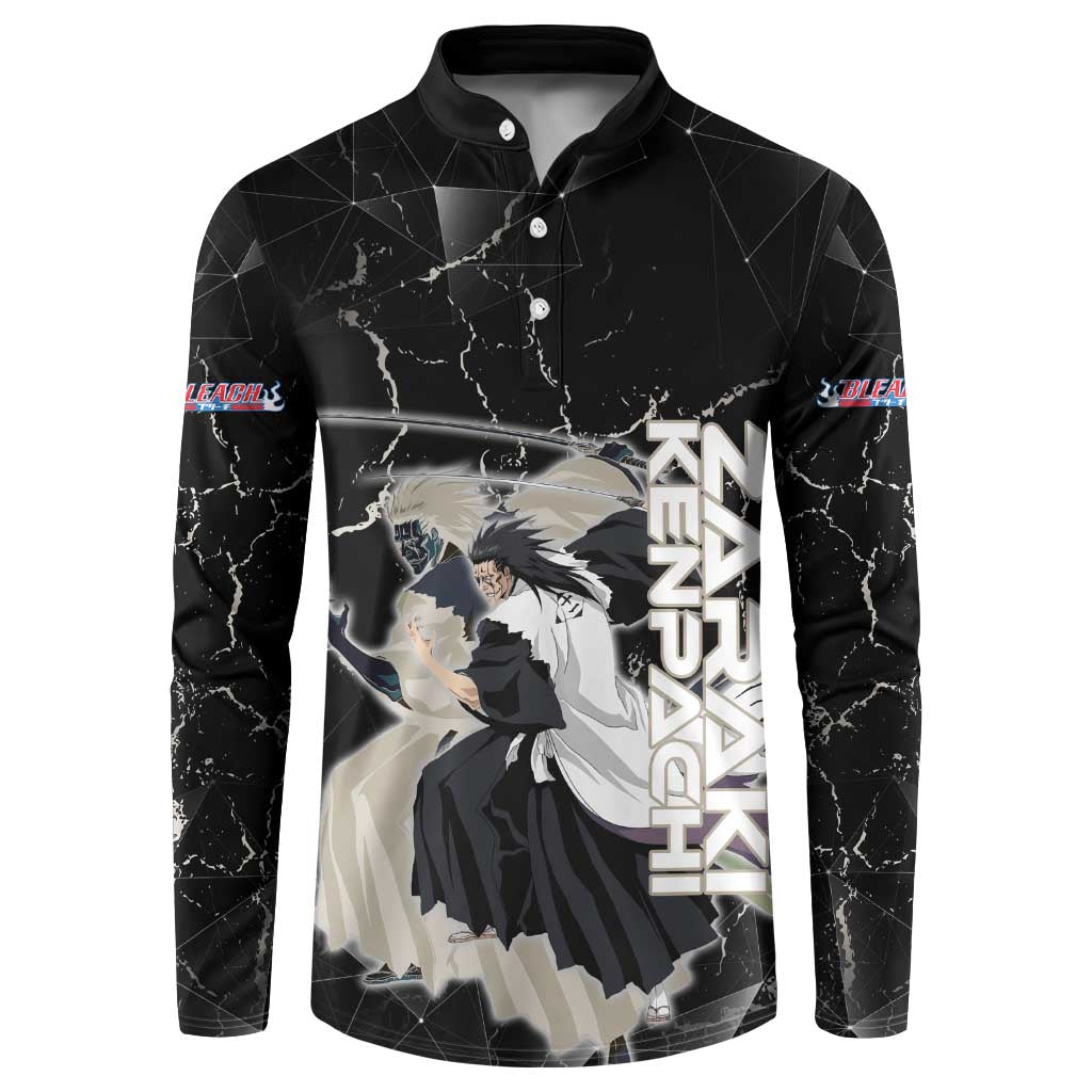 Zaraki Kenpachi Bleach Button Sweatshirt Dark Marble Anime Shatter Style