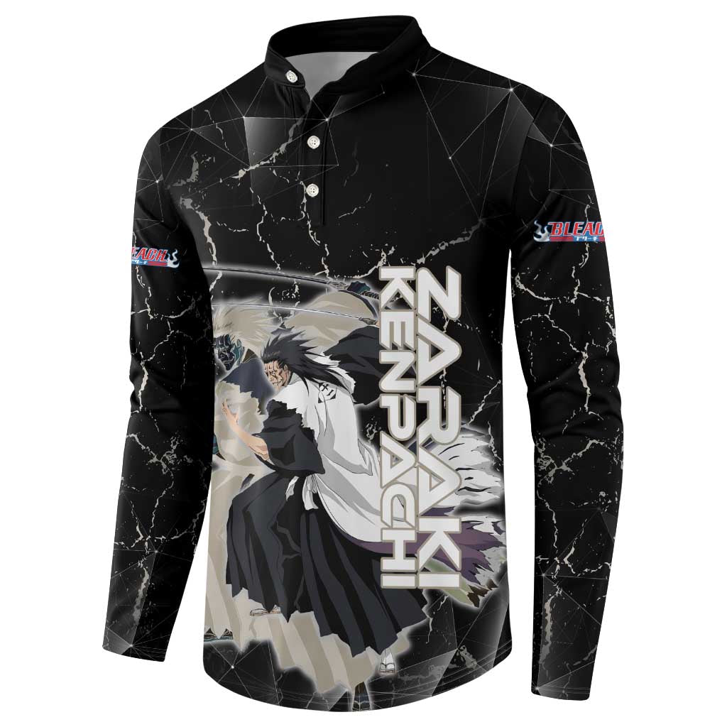 Zaraki Kenpachi Bleach Button Sweatshirt Dark Marble Anime Shatter Style