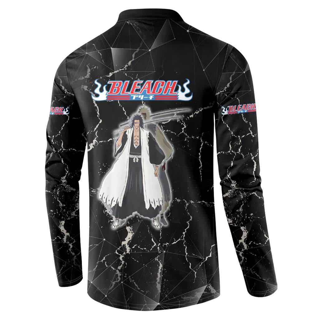 Zaraki Kenpachi Bleach Button Sweatshirt Dark Marble Anime Shatter Style