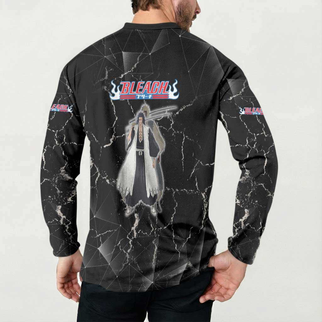 Zaraki Kenpachi Bleach Button Sweatshirt Dark Marble Anime Shatter Style
