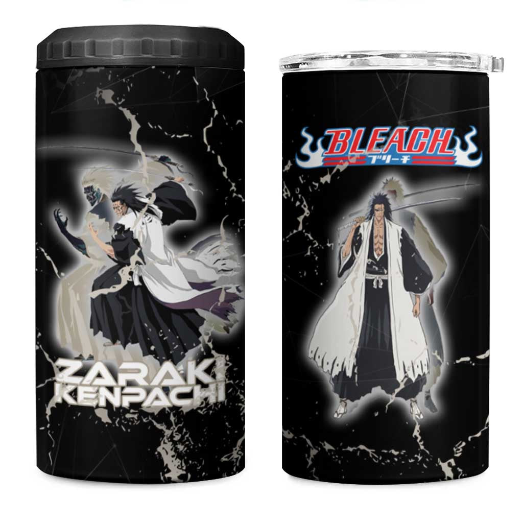 Zaraki Kenpachi Bleach 4 in 1 Can Cooler Tumbler Dark Marble Anime Shatter Style