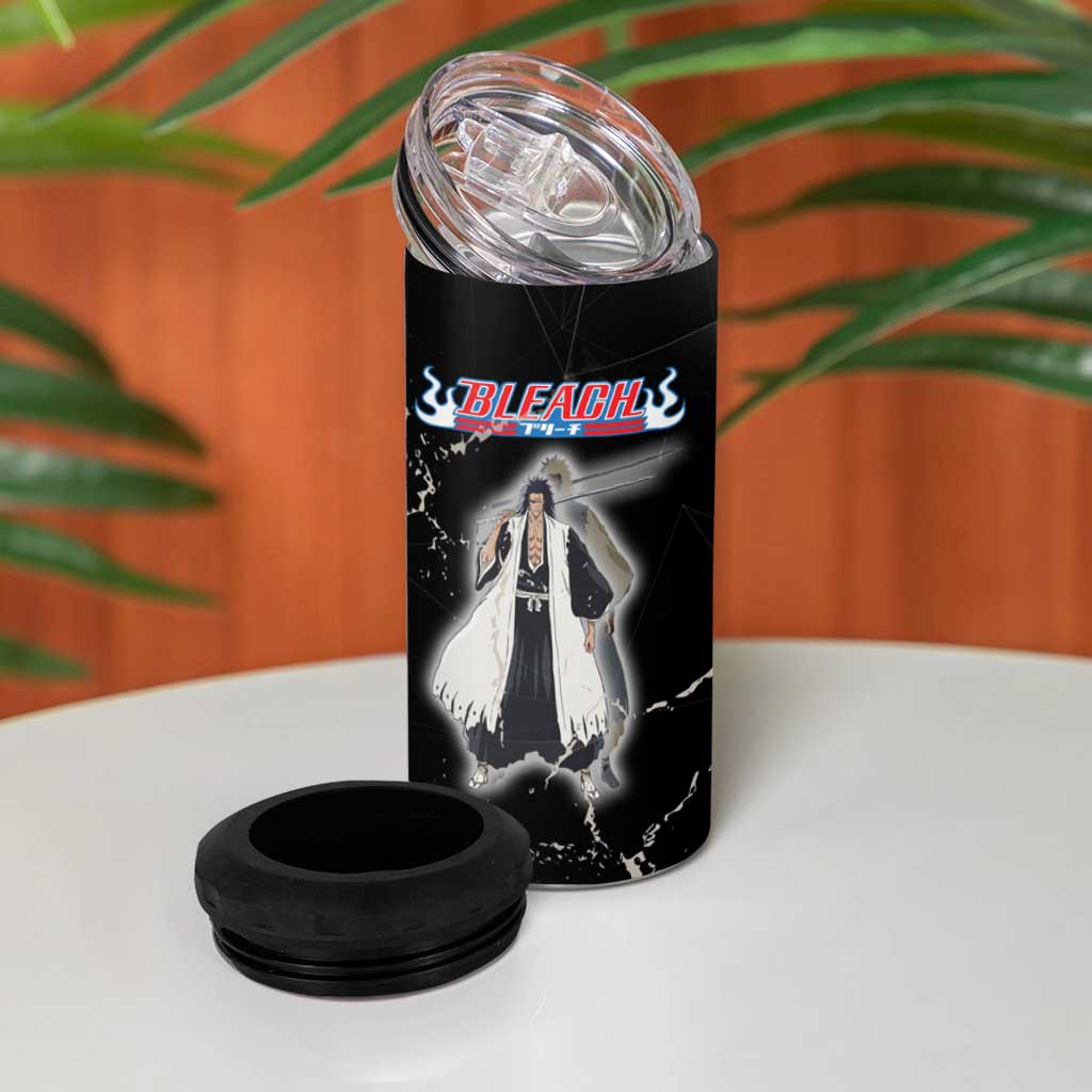Zaraki Kenpachi Bleach 4 in 1 Can Cooler Tumbler Dark Marble Anime Shatter Style