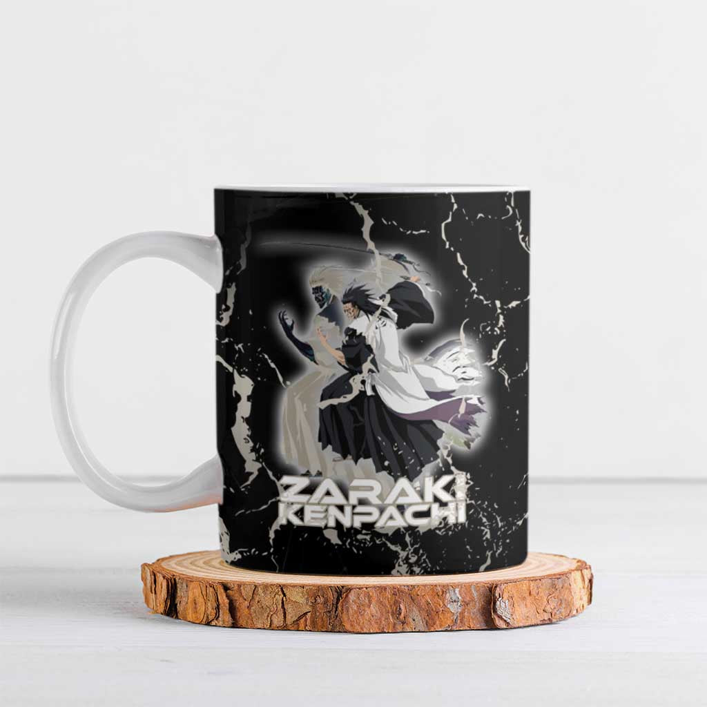Zaraki Kenpachi Bleach Ceramic Mug Dark Marble Anime Shatter Style
