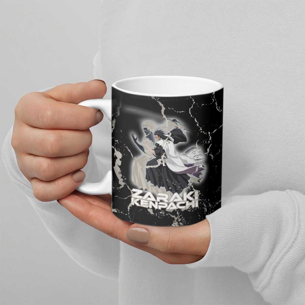 Zaraki Kenpachi Bleach Ceramic Mug Dark Marble Anime Shatter Style