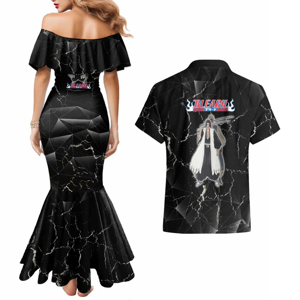 Zaraki Kenpachi Bleach Couples Matching Mermaid Dress and Hawaiian Shirt Dark Marble Anime Shatter Style