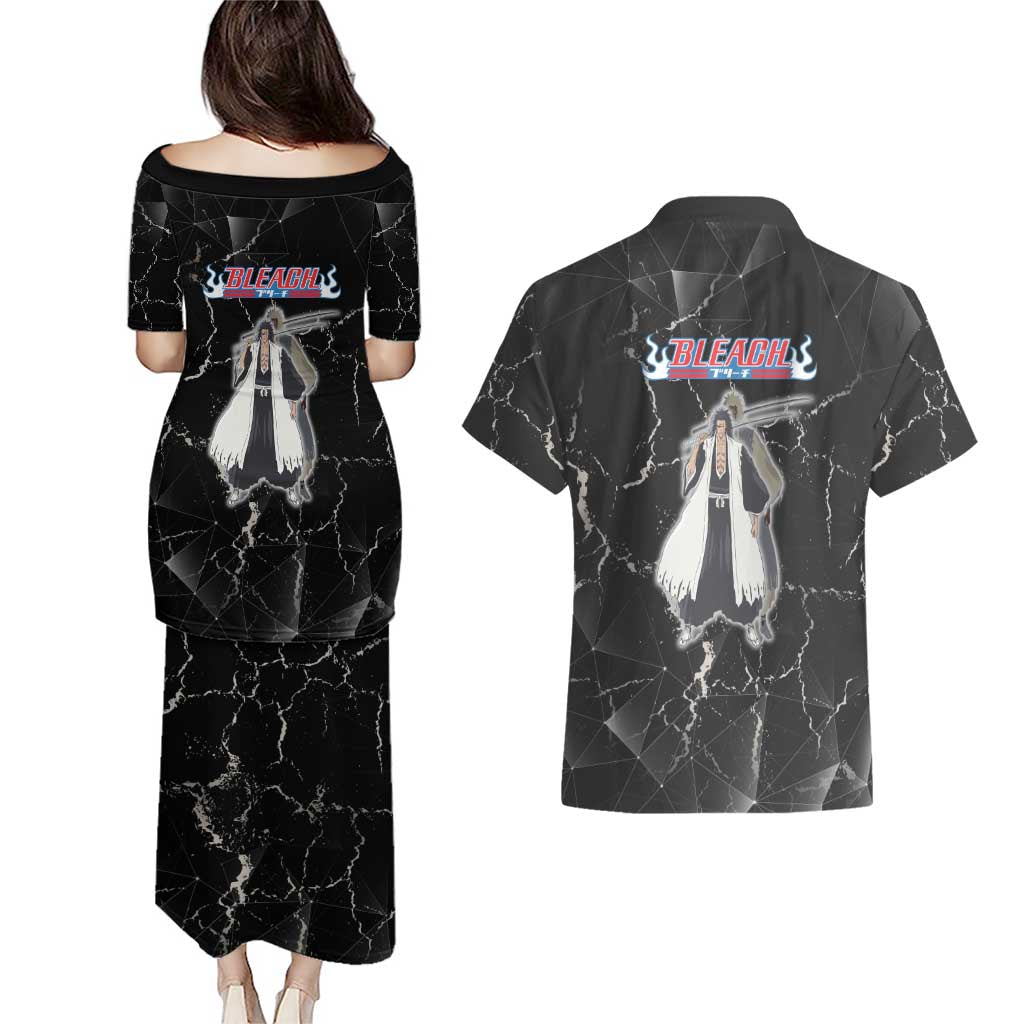 Zaraki Kenpachi Bleach Couples Matching Puletasi and Hawaiian Shirt Dark Marble Anime Shatter Style