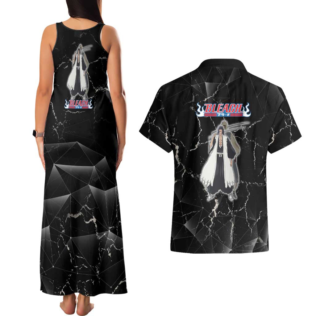 Zaraki Kenpachi Bleach Couples Matching Tank Maxi Dress and Hawaiian Shirt Dark Marble Anime Shatter Style