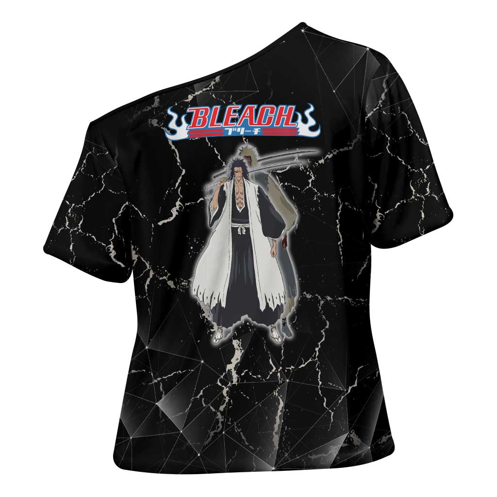 Zaraki Kenpachi Bleach Cross Shoulder Shirt Dark Marble Anime Shatter Style