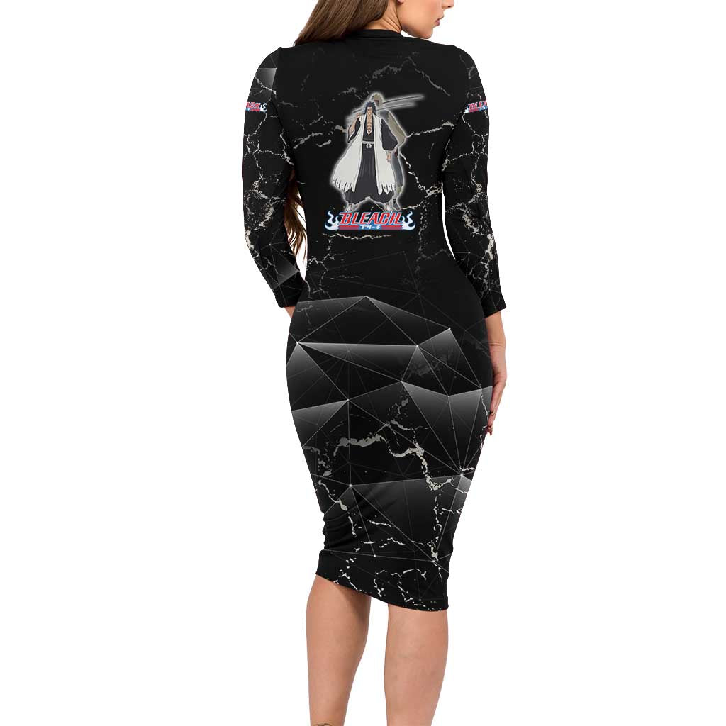 Zaraki Kenpachi Bleach Family Matching Long Sleeve Bodycon Dress and Hawaiian Shirt Dark Marble Anime Shatter Style