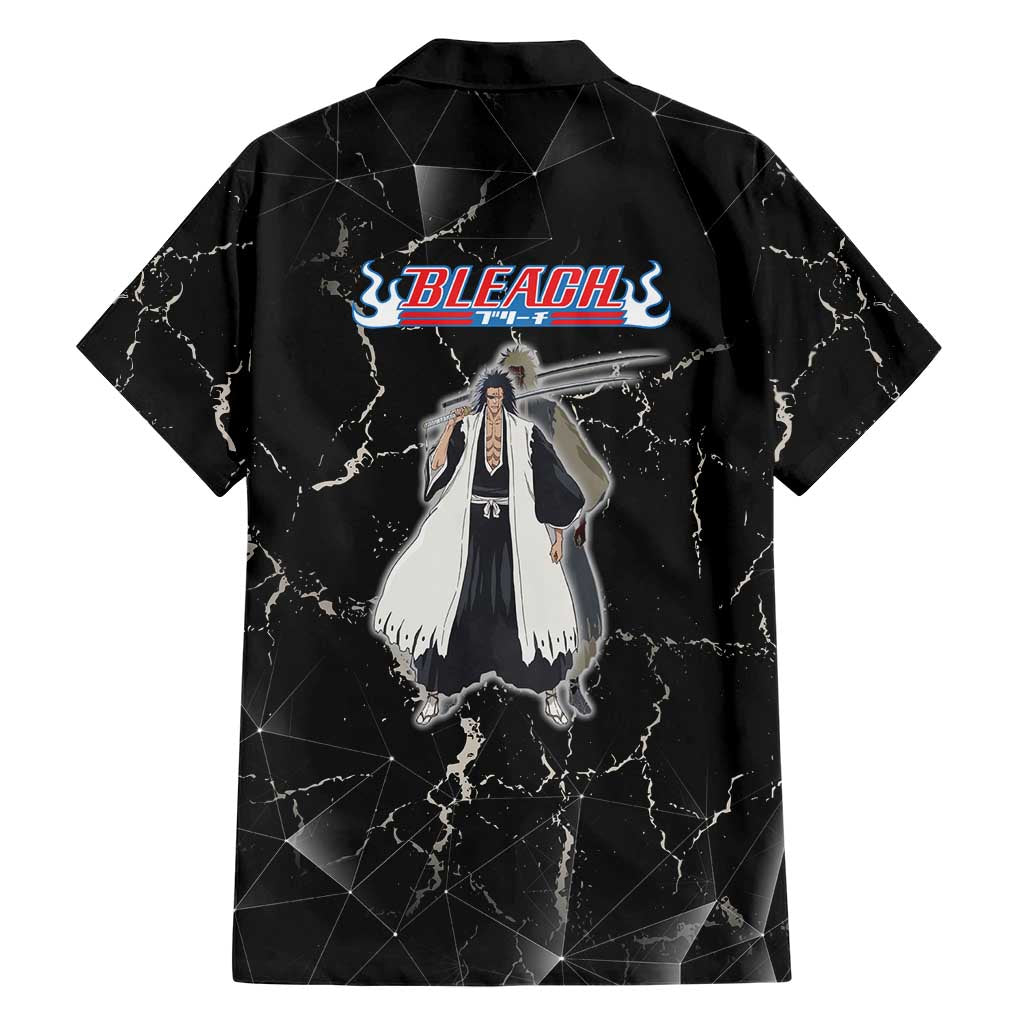 Zaraki Kenpachi Bleach Family Matching Off Shoulder Maxi Dress and Hawaiian Shirt Dark Marble Anime Shatter Style