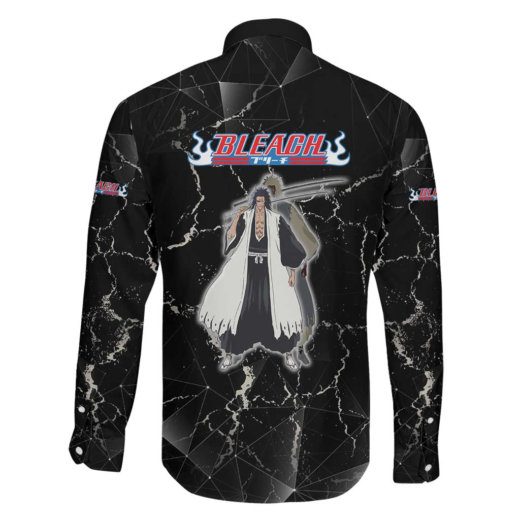Zaraki Kenpachi Bleach Family Matching Off Shoulder Short Dress and Hawaiian Shirt Dark Marble Anime Shatter Style