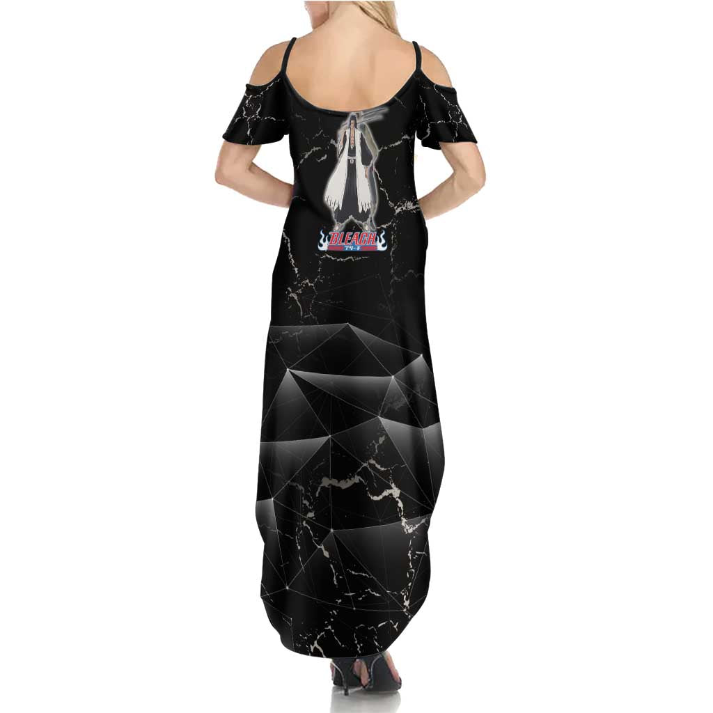 Zaraki Kenpachi Bleach Family Matching Summer Maxi Dress and Hawaiian Shirt Dark Marble Anime Shatter Style