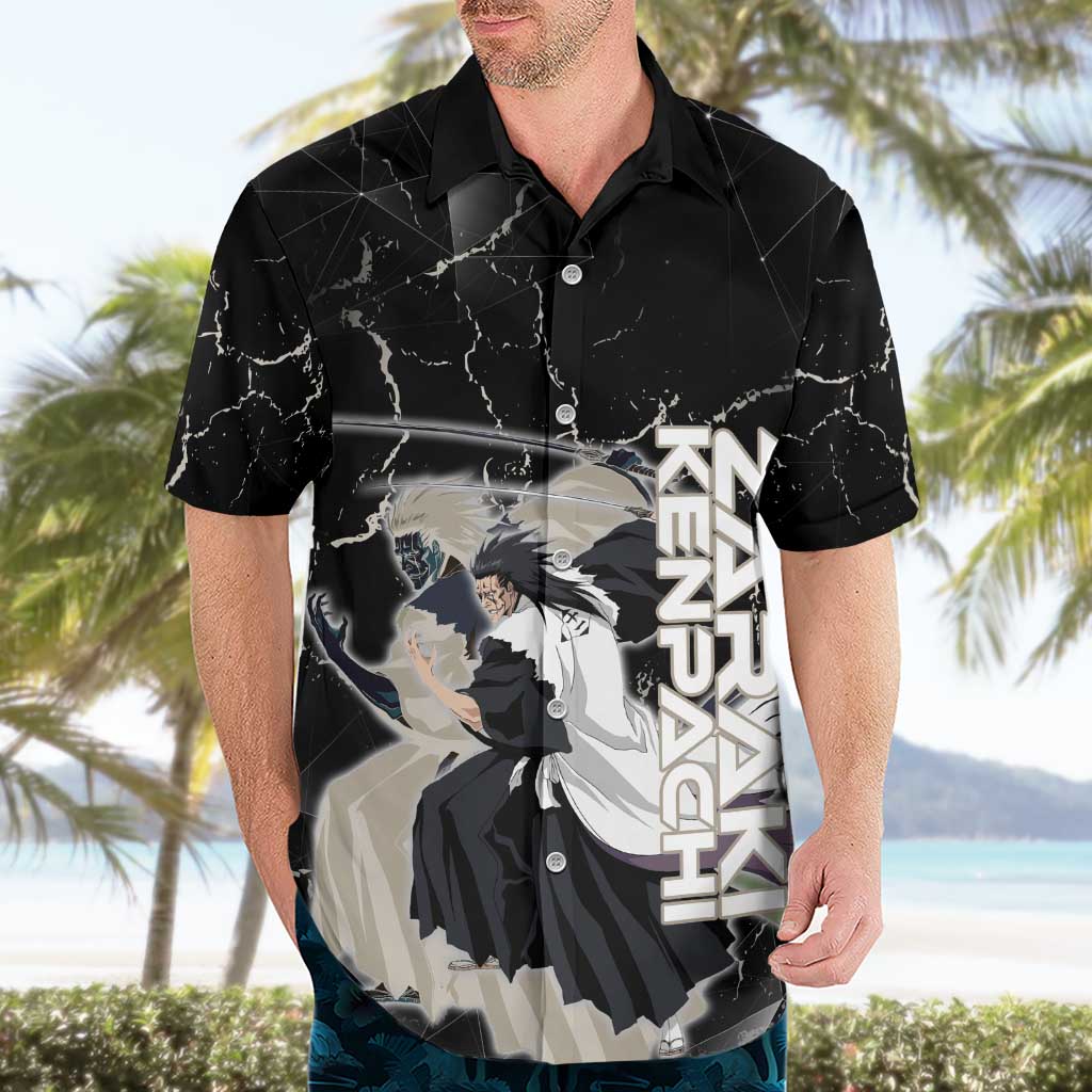 Zaraki Kenpachi Bleach Hawaiian Shirt Dark Marble Anime Shatter Style