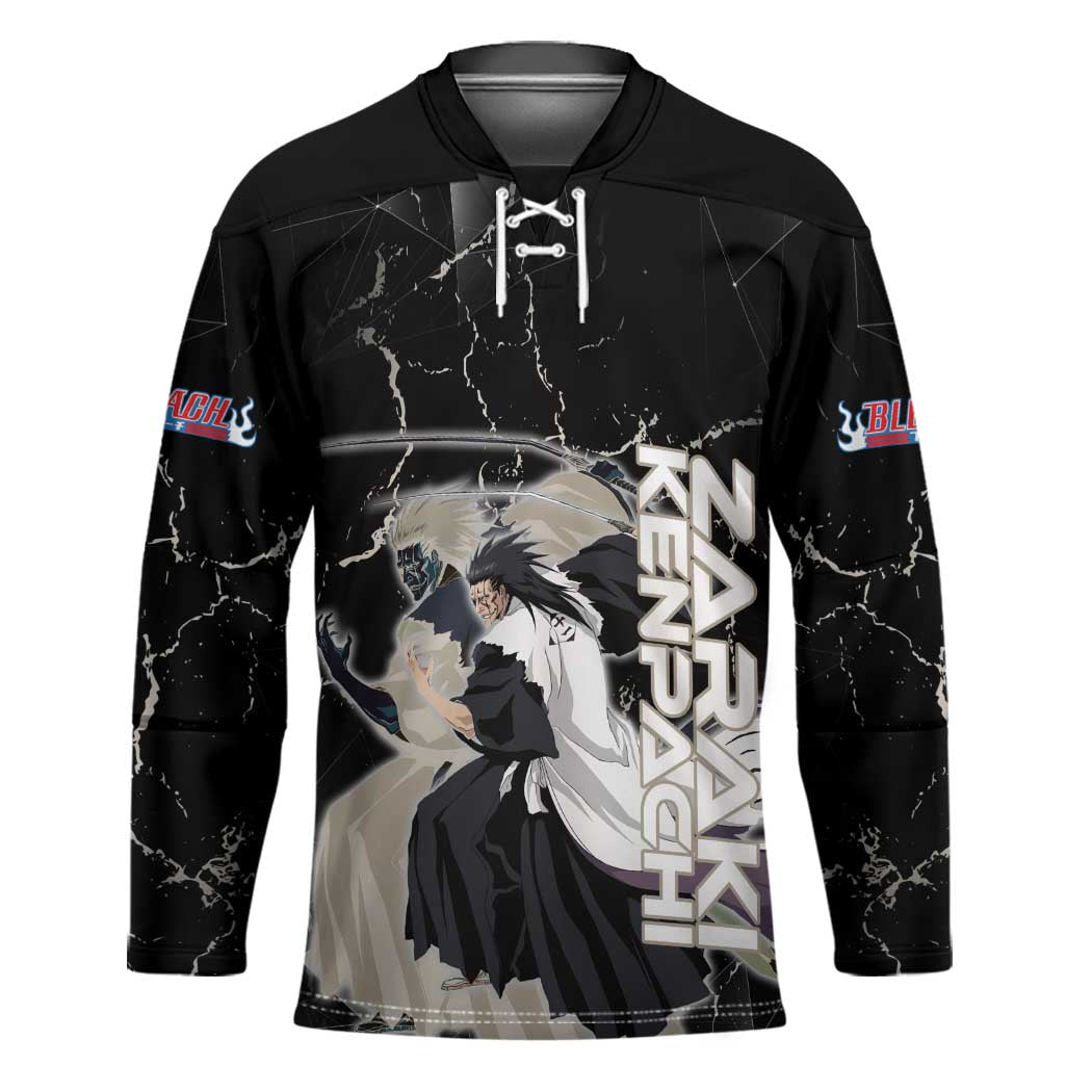 Zaraki Kenpachi Bleach Hockey Jersey Dark Marble Anime Shatter Style