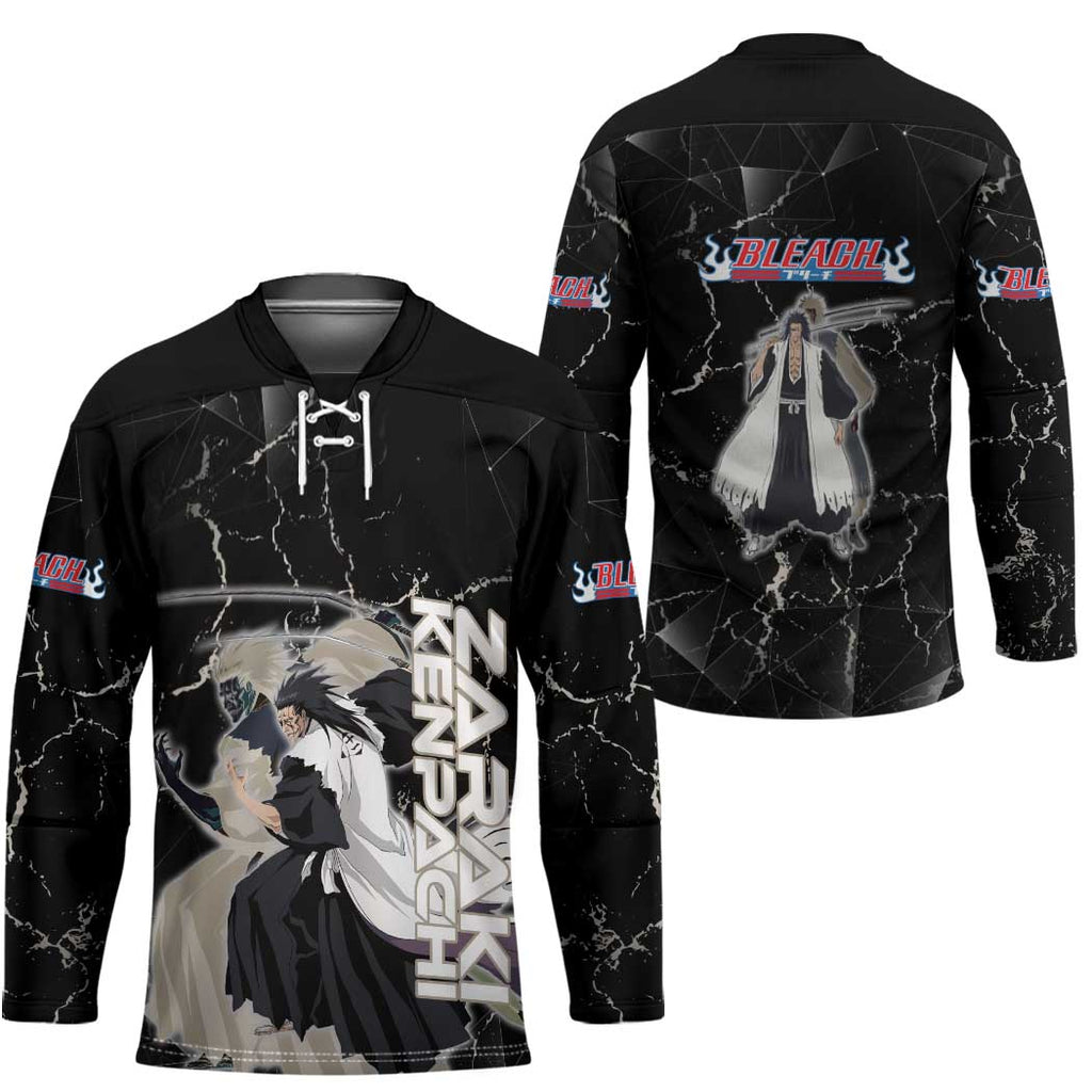 Zaraki Kenpachi Bleach Hockey Jersey Dark Marble Anime Shatter Style