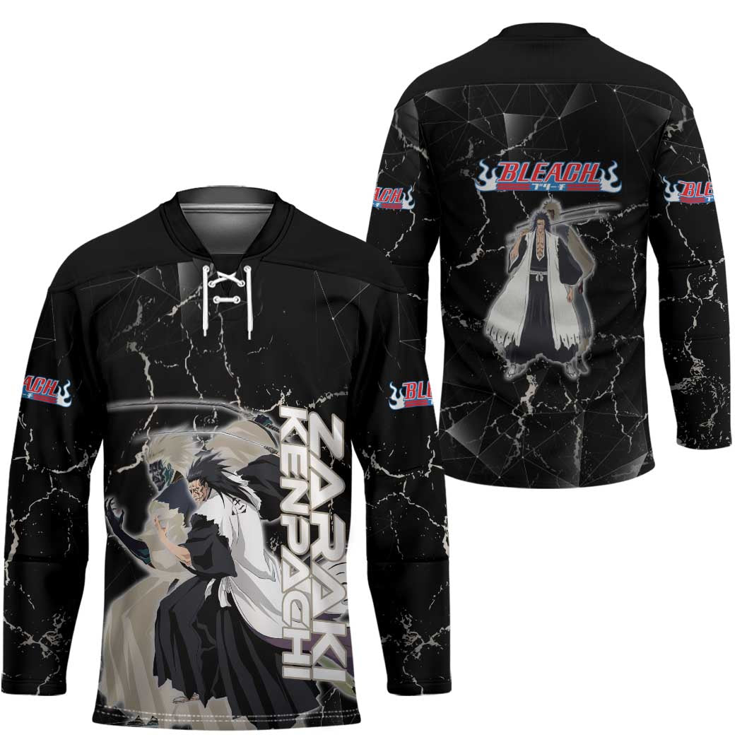Zaraki Kenpachi Bleach Hockey Jersey Dark Marble Anime Shatter Style