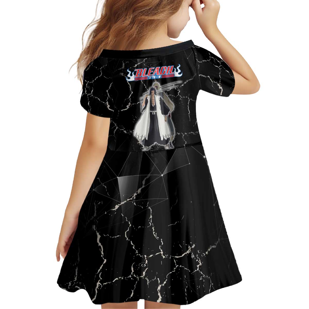 Zaraki Kenpachi Bleach Kid Short Sleeve Dress Dark Marble Anime Shatter Style