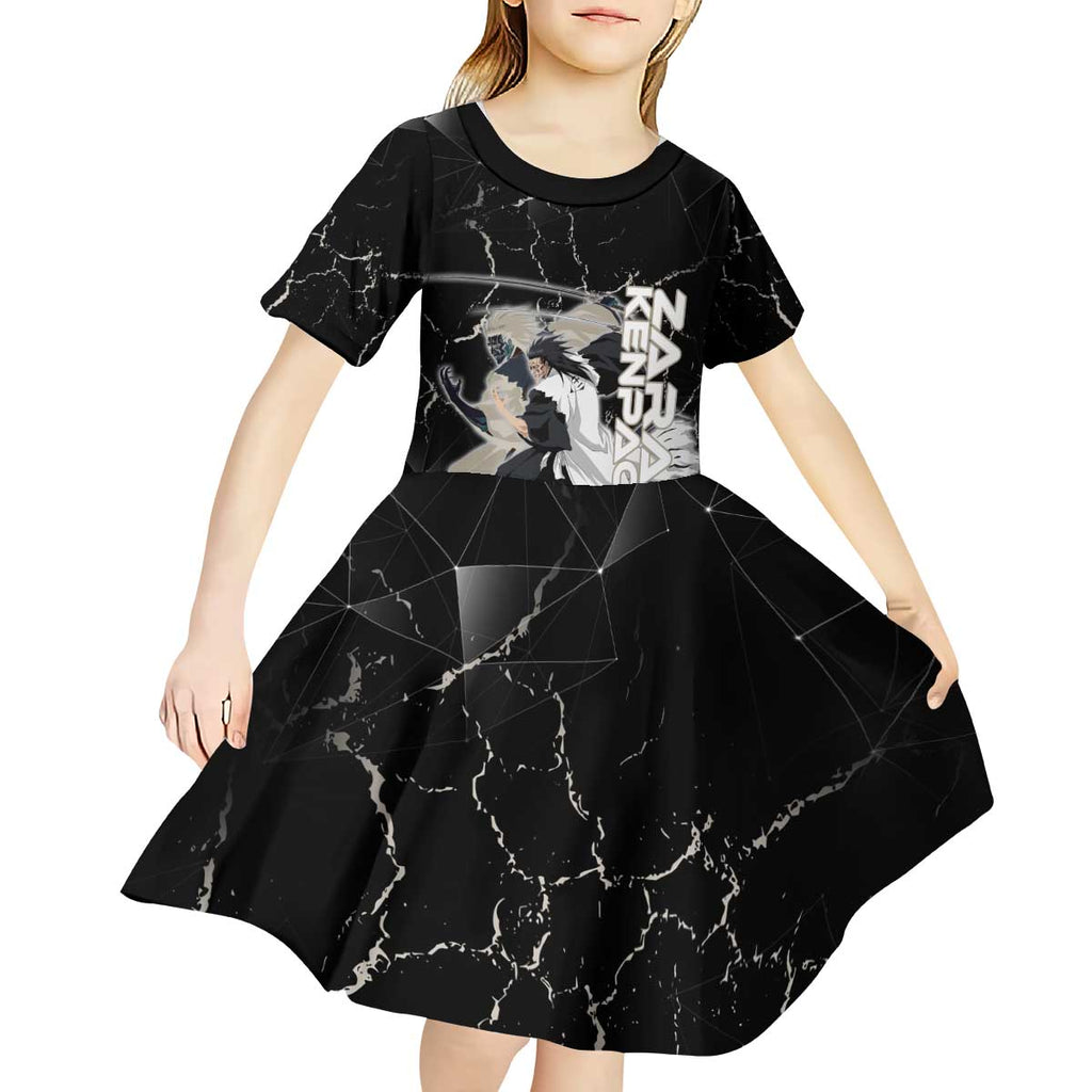Zaraki Kenpachi Bleach Kid Short Sleeve Dress Dark Marble Anime Shatter Style