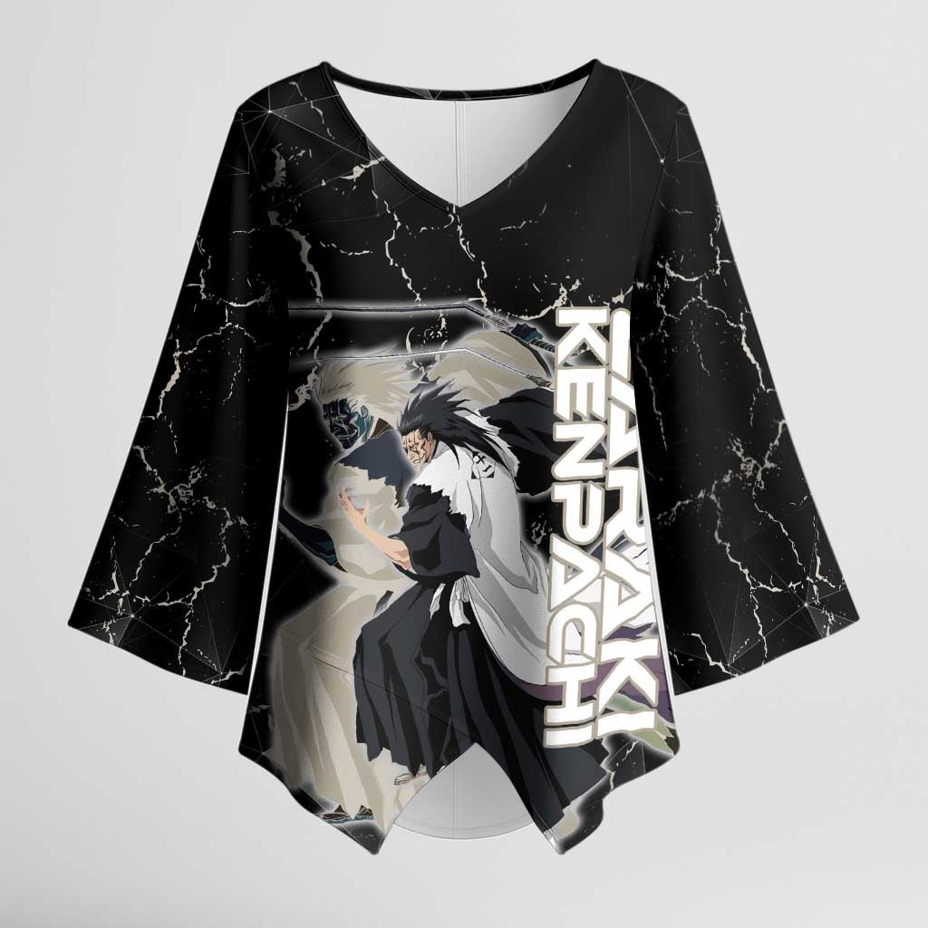 Zaraki Kenpachi Bleach Kimono Sleeve Blouse Dark Marble Anime Shatter Style