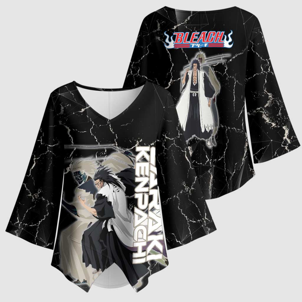 Zaraki Kenpachi Bleach Kimono Sleeve Blouse Dark Marble Anime Shatter Style