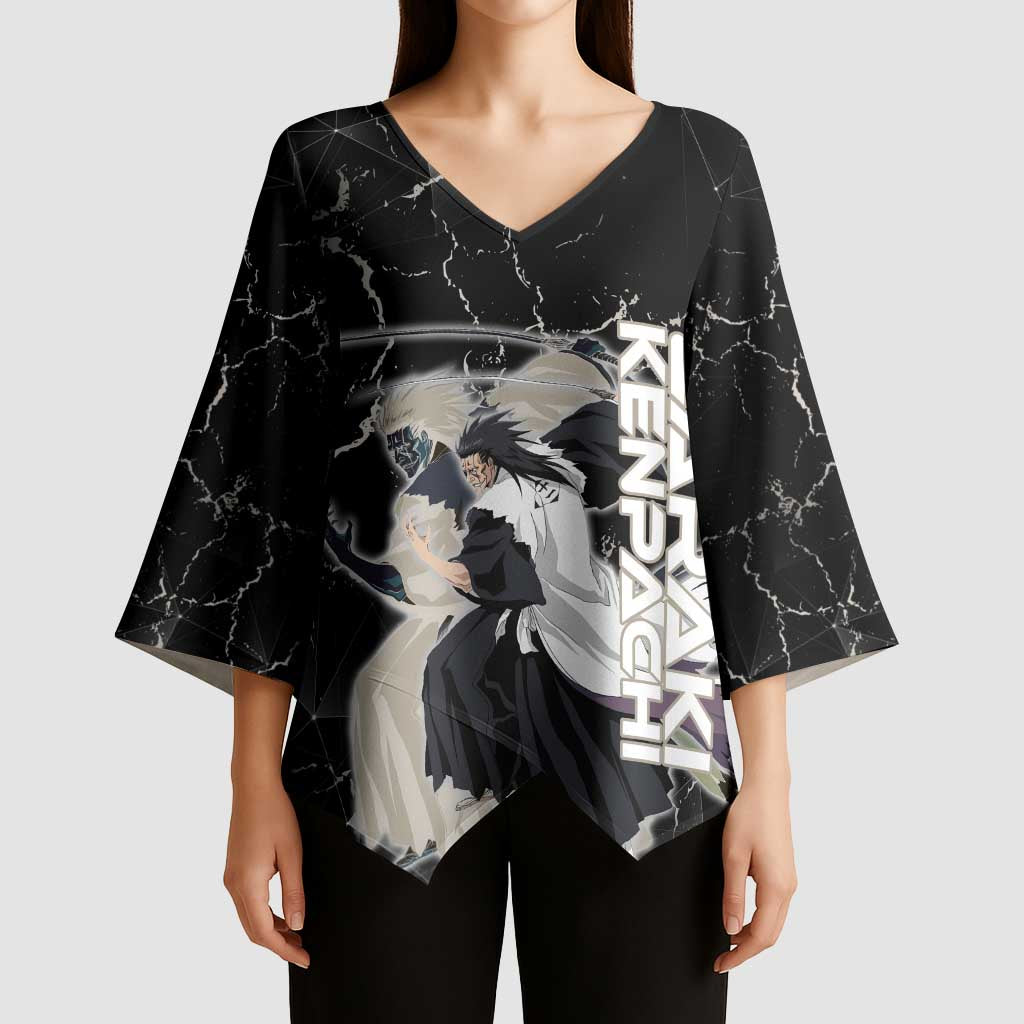 Zaraki Kenpachi Bleach Kimono Sleeve Blouse Dark Marble Anime Shatter Style