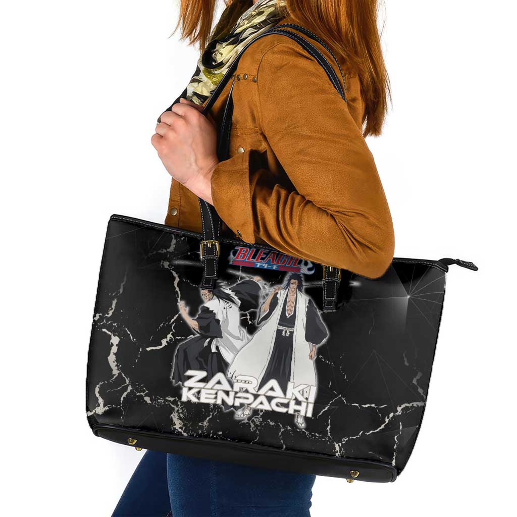 Zaraki Kenpachi Bleach Leather Tote Bag Dark Marble Anime Shatter Style