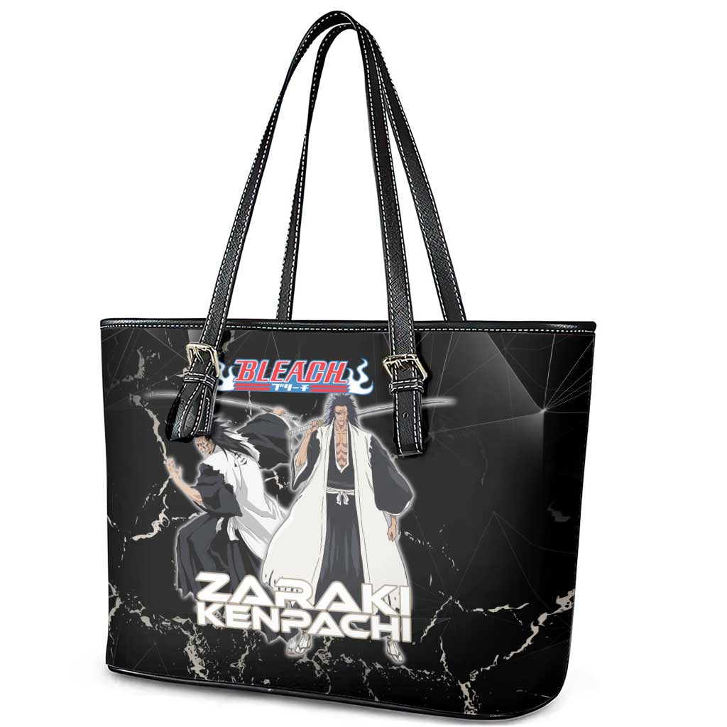 Zaraki Kenpachi Bleach Leather Tote Bag Dark Marble Anime Shatter Style