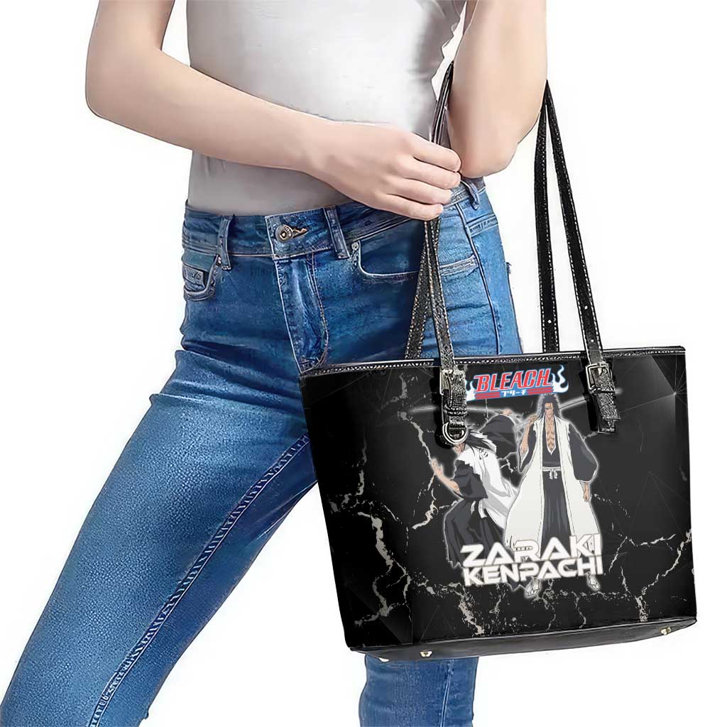 Zaraki Kenpachi Bleach Leather Tote Bag Dark Marble Anime Shatter Style