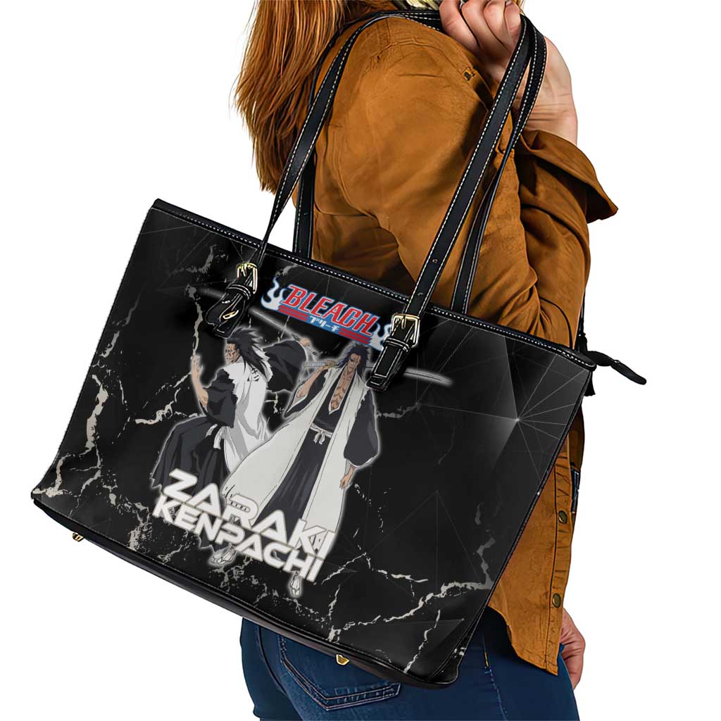 Zaraki Kenpachi Bleach Leather Tote Bag Dark Marble Anime Shatter Style