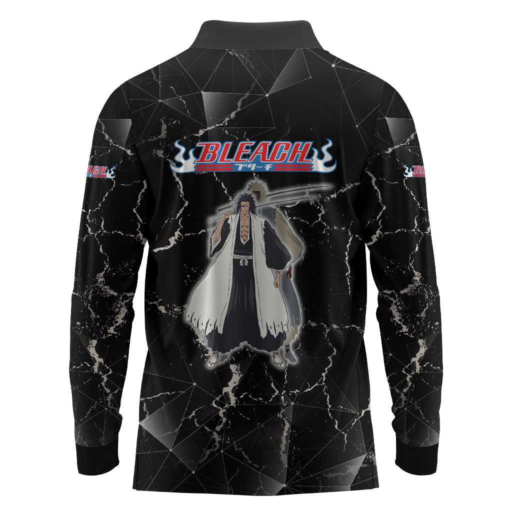 Zaraki Kenpachi Bleach Long Sleeve Polo Shirt Dark Marble Anime Shatter Style
