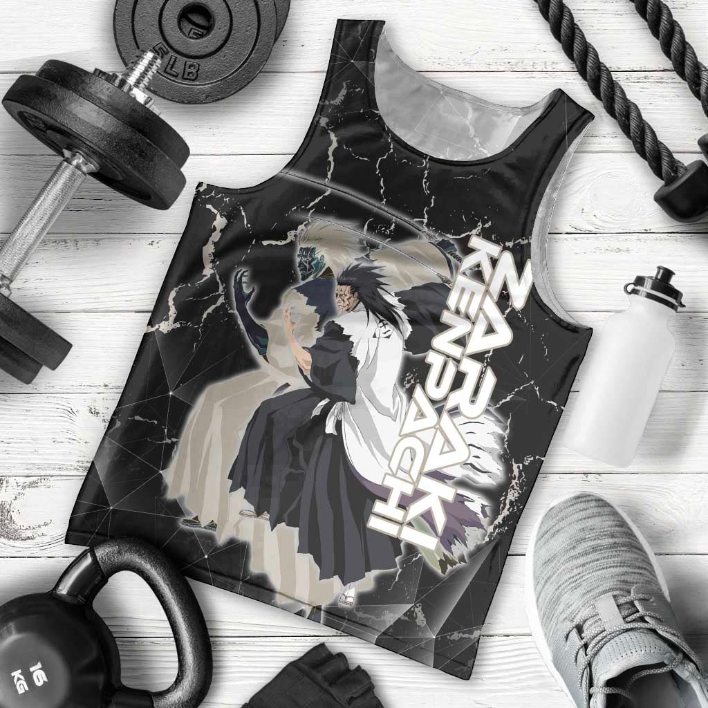 Zaraki Kenpachi Bleach Men Tank Top Dark Marble Anime Shatter Style