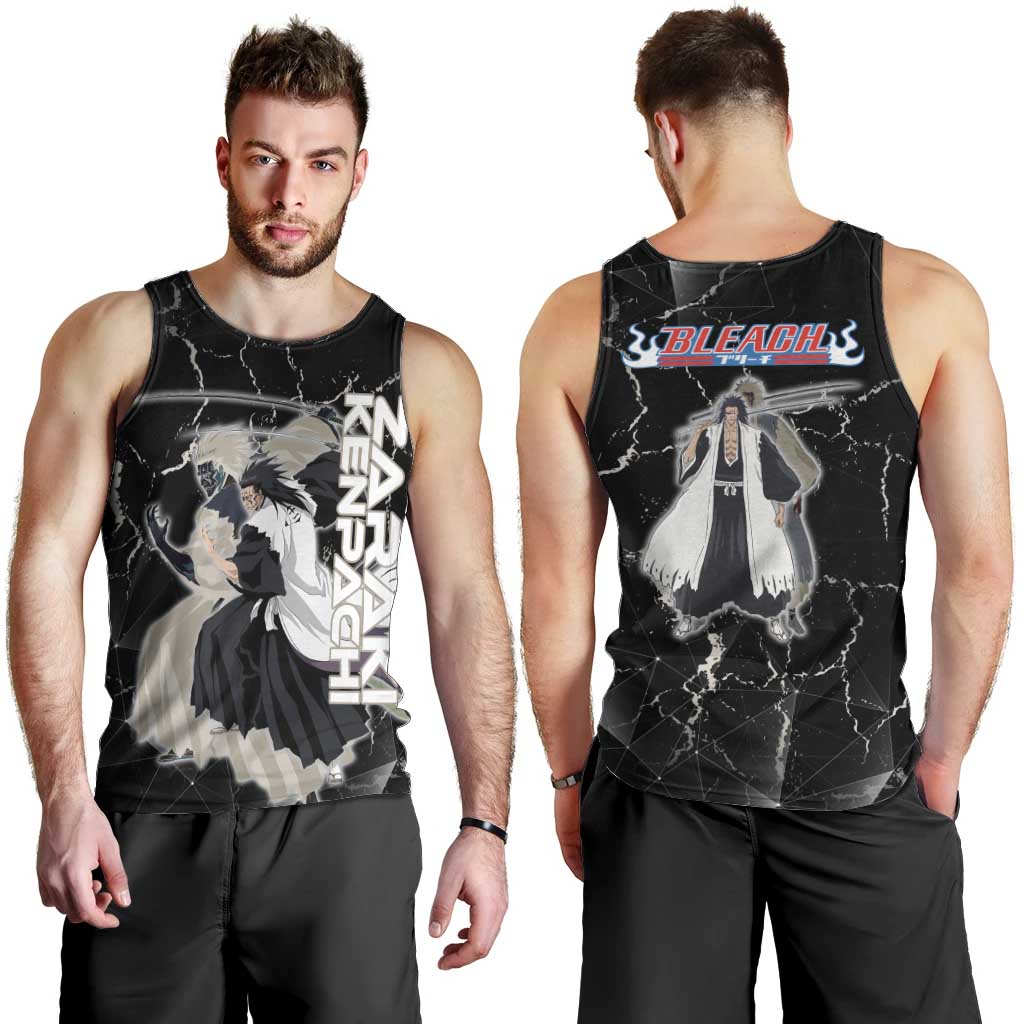 Zaraki Kenpachi Bleach Men Tank Top Dark Marble Anime Shatter Style