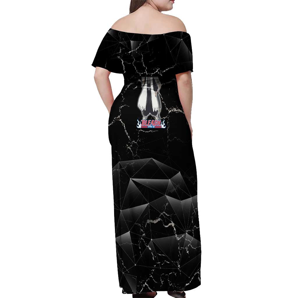 Zaraki Kenpachi Bleach Off Shoulder Maxi Dress Dark Marble Anime Shatter Style