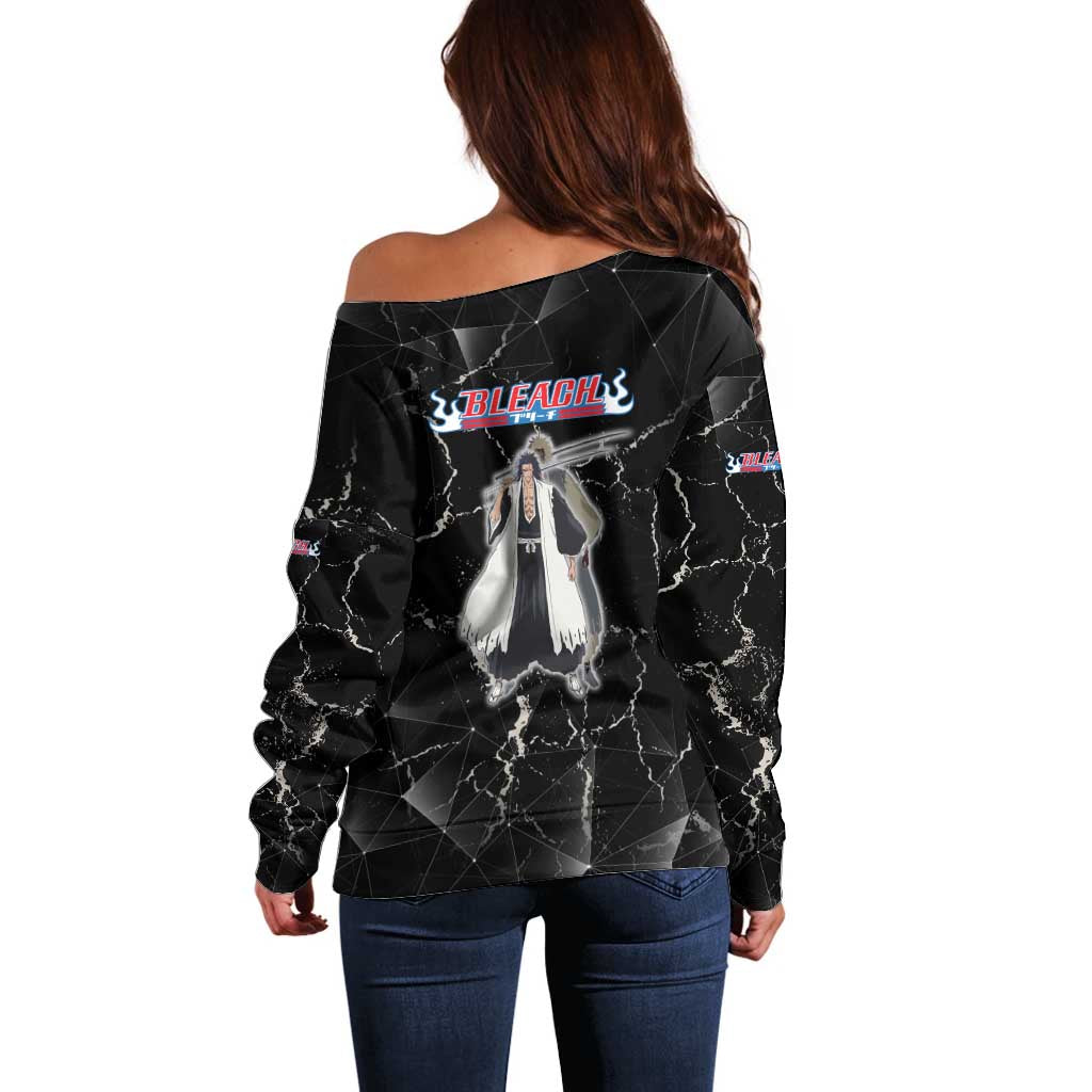 Zaraki Kenpachi Bleach Off Shoulder Sweater Dark Marble Anime Shatter Style