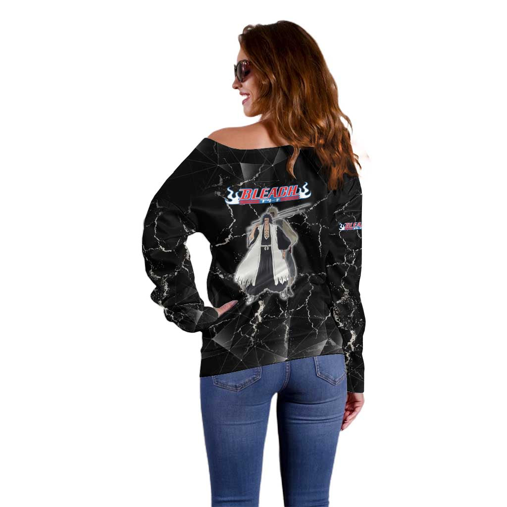 Zaraki Kenpachi Bleach Off Shoulder Sweater Dark Marble Anime Shatter Style