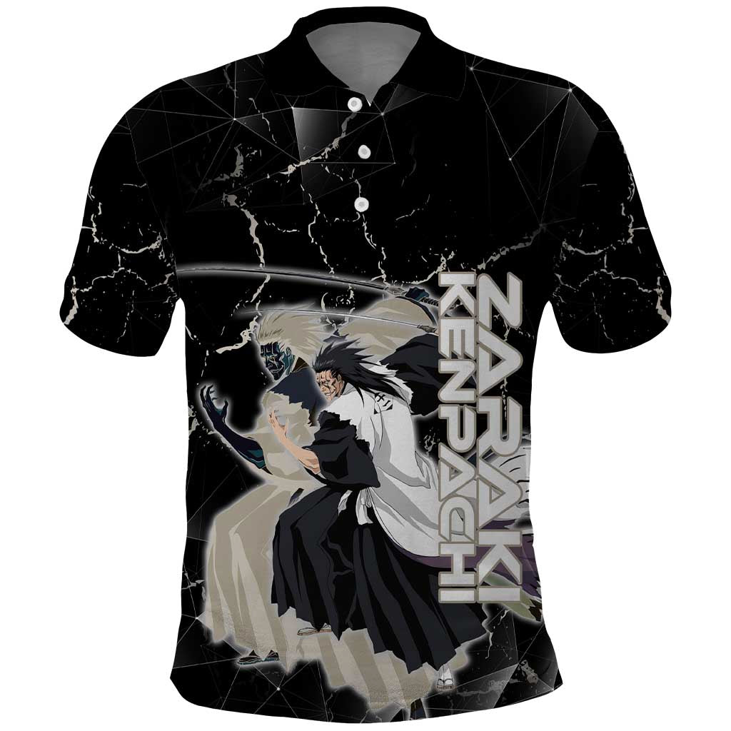 Zaraki Kenpachi Bleach Polo Shirt Dark Marble Anime Shatter Style