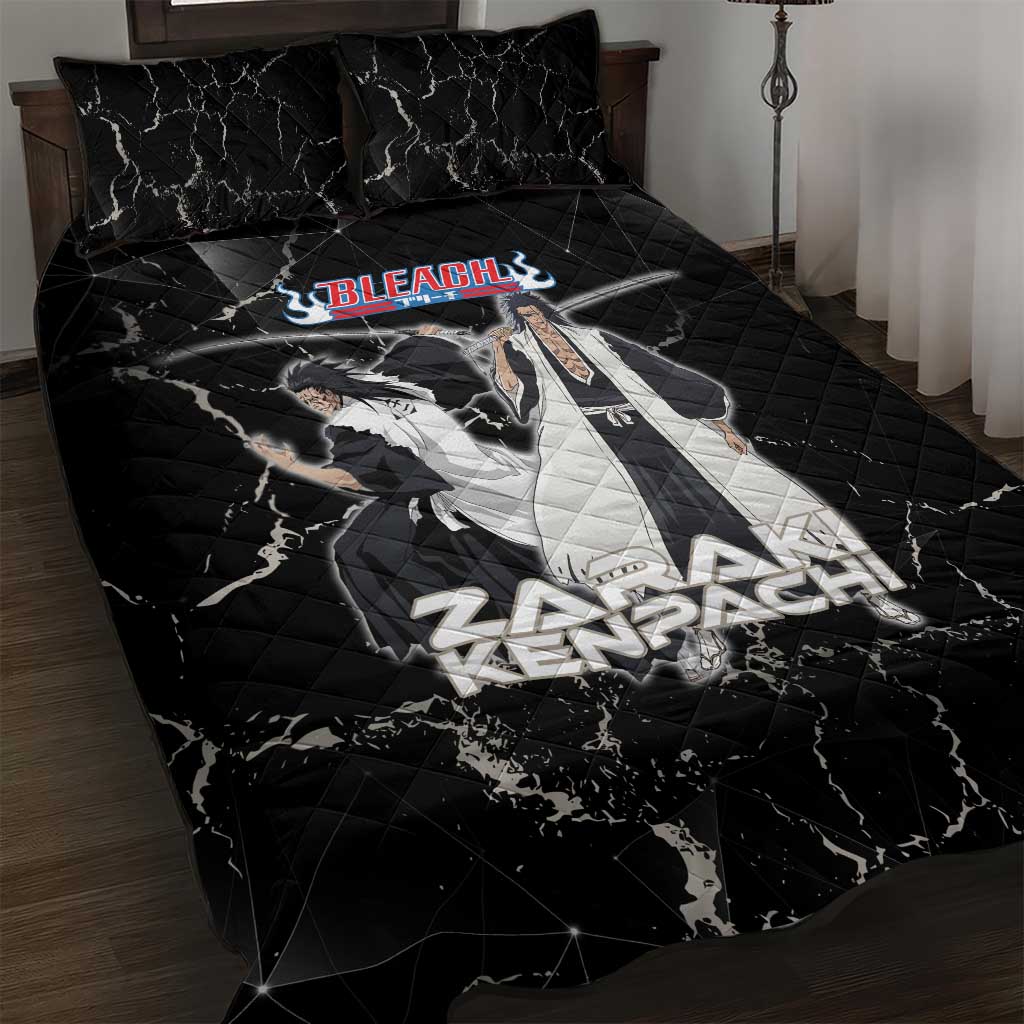Zaraki Kenpachi Bleach Quilt Bed Set Dark Marble Anime Shatter Style