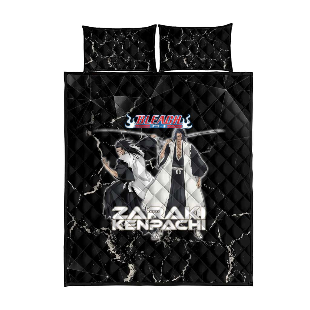 Zaraki Kenpachi Bleach Quilt Bed Set Dark Marble Anime Shatter Style