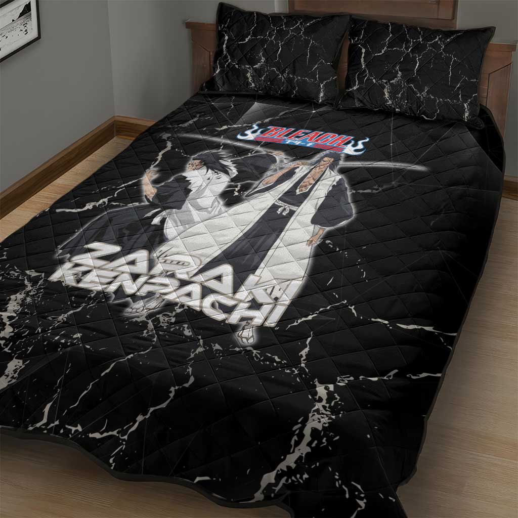 Zaraki Kenpachi Bleach Quilt Bed Set Dark Marble Anime Shatter Style