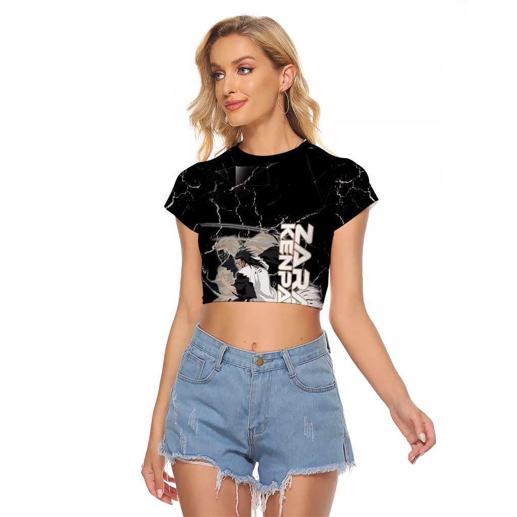 Zaraki Kenpachi Bleach Raglan Cropped T Shirt Dark Marble Anime Shatter Style