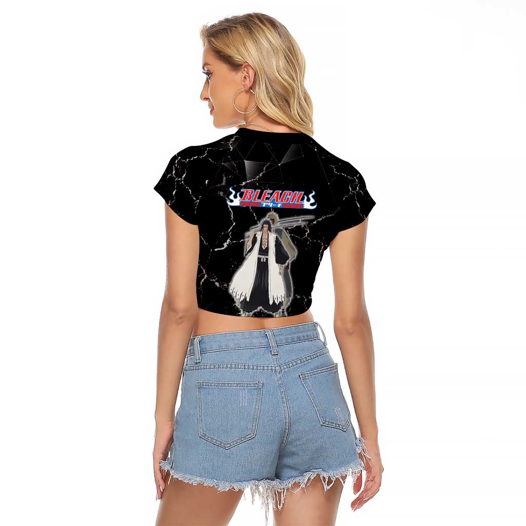 Zaraki Kenpachi Bleach Raglan Cropped T Shirt Dark Marble Anime Shatter Style