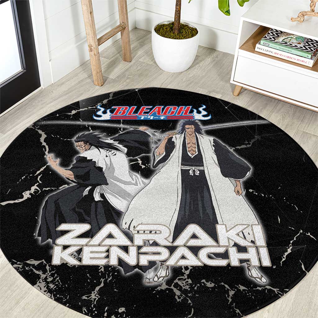 Zaraki Kenpachi Bleach Round Carpet Dark Marble Anime Shatter Style