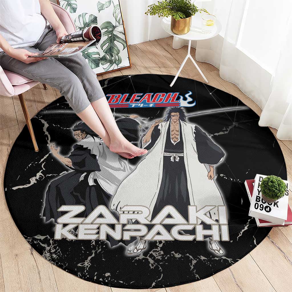 Zaraki Kenpachi Bleach Round Carpet Dark Marble Anime Shatter Style