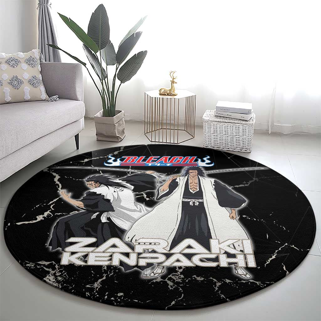 Zaraki Kenpachi Bleach Round Carpet Dark Marble Anime Shatter Style