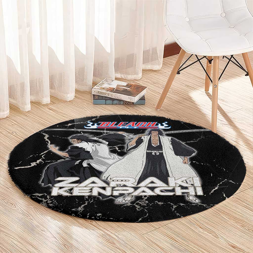 Zaraki Kenpachi Bleach Round Carpet Dark Marble Anime Shatter Style