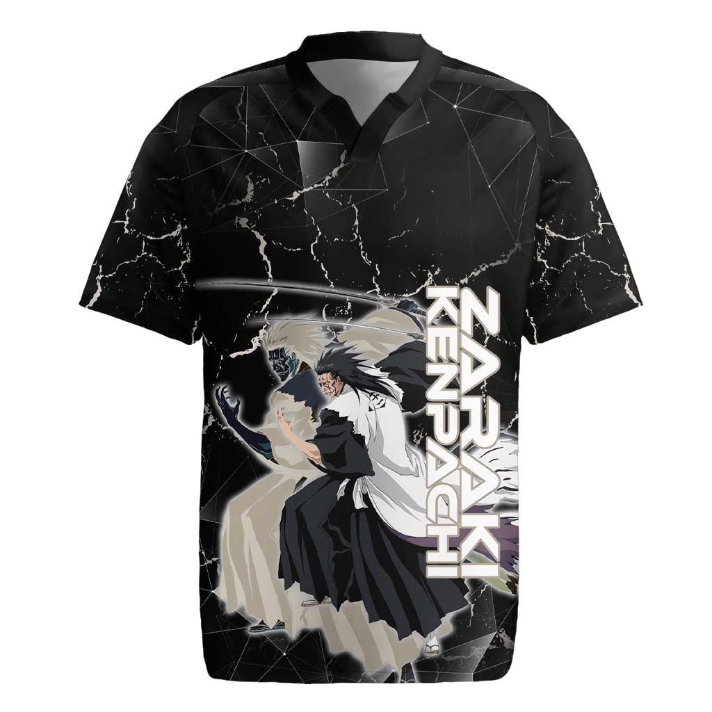 Zaraki Kenpachi Bleach Rugby Jersey Dark Marble Anime Shatter Style